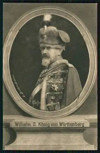 AK WK Wohlfahrt Karte König Wilhelm II von Württemberg, Husarenuniform, Mütze