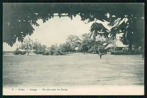 AK Irebu DR Kongo Zaire, Un joli coin du Camp 1907 gelaufen n. Belgien Ostende