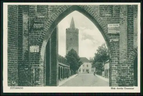 AK Jüterbog in Brandenburg, Blick durch das Dammtor 1933