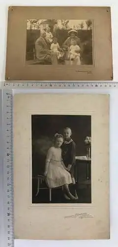 Foto im Passepartout 24x16cm Junge Mädchen Familie 1897