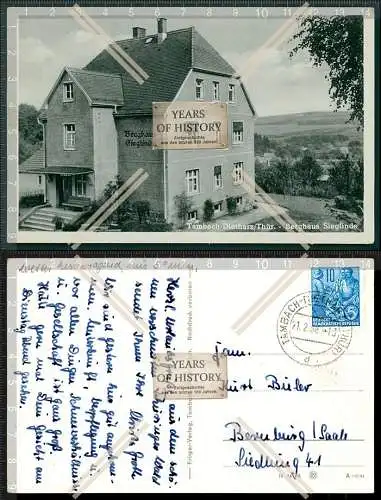 Orig. AK Tambach Dietharz Thüringen Berghaus Sieglinde Pension Hotel gelaufen