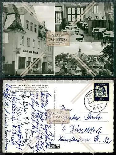 Orig. AK Simmern Hunsrück Hotel-Restaurant zum Hirsch Oberstraße 3 Inhaber K�