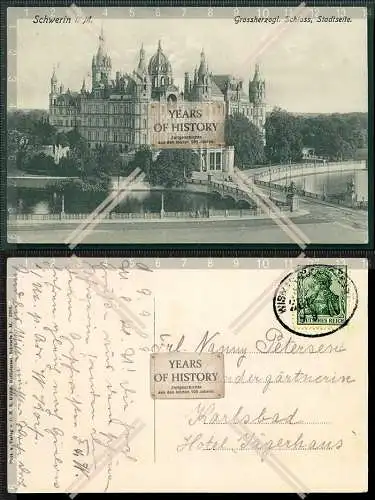 Orig. AK Schwerin in Mecklenburg Großherzogliches Schloss Stadtseite Bahnpost