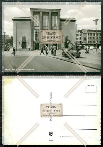 Orig. Foto AK Essen Ruhr Theaterplatz mit Opernhaus Rückseite mit Klebe Reste