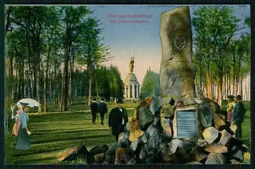 AK Detmold Lippe Teutoburger Wald Hermannsdenkmal mit Bismarckstein um 1910