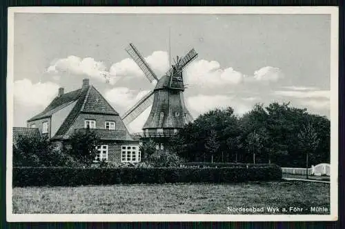 AK Wyk auf Föhr in Nordfriesland Windmühle und Wohnhaus 1935 gelaufen