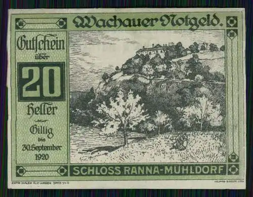 7x Scheine Heller, Wachauer Notgeld Österreich