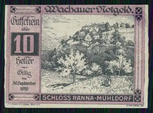 7x Scheine Heller, Wachauer Notgeld Österreich