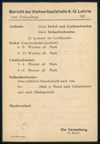 AK Viehverkaufshalle A.G. Lehrte NI 1923-24 gel. n. Schlachthof Essen Ruhrgebiet