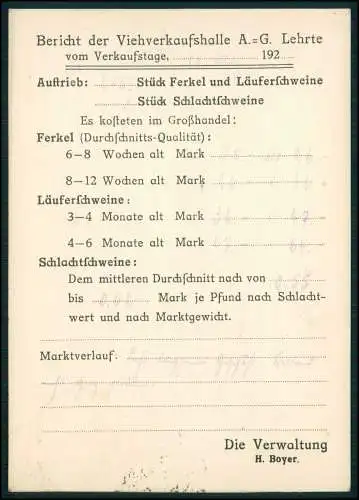 AK Viehverkaufshalle A.G. Lehrte NI 1923-24 gel. n. Schlachthof Essen Ruhrgebiet