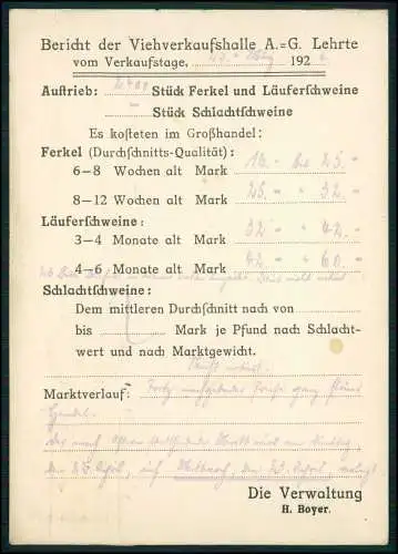 AK Viehverkaufshalle A.G. Lehrte NI 1923-24 gel. n. Schlachthof Essen Ruhrgebiet