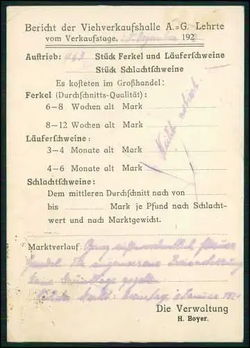 AK Viehverkaufshalle A.G. Lehrte NI 1923-24 gel. n. Schlachthof Essen Ruhrgebiet