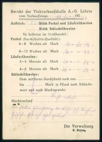 AK Viehverkaufshalle A.G. Lehrte NI 1923-24 gel. n. Schlachthof Essen Ruhrgebiet