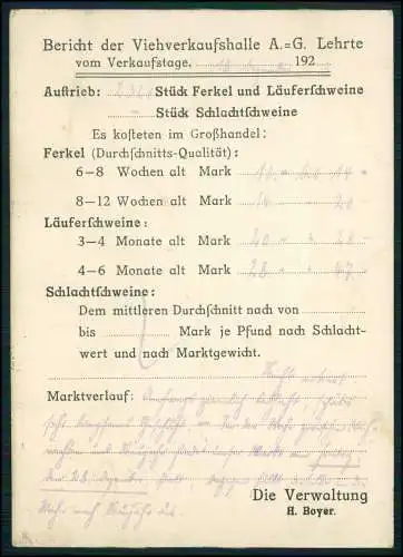 AK Viehverkaufshalle A.G. Lehrte NI 1923-24 gel. n. Schlachthof Essen Ruhrgebiet