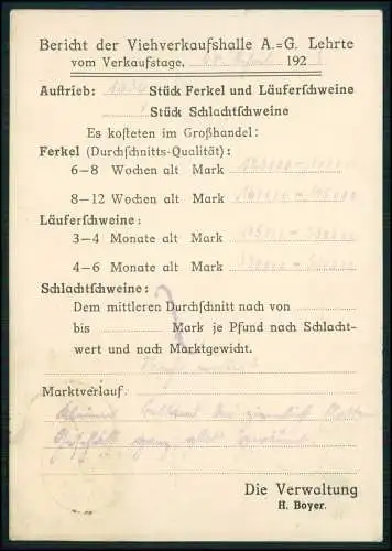 AK Viehverkaufshalle A.G. Lehrte NI 1923-24 gel. n. Schlachthof Essen Ruhrgebiet