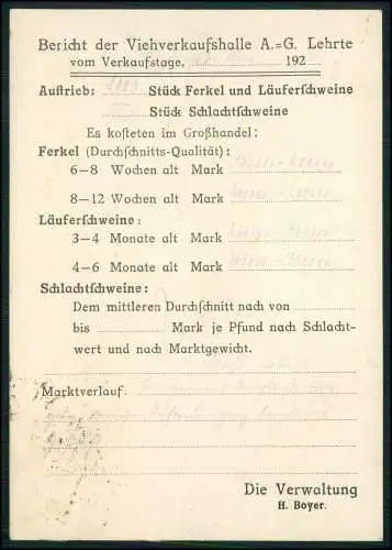 AK Viehverkaufshalle A.G. Lehrte NI 1923-24 gel. n. Schlachthof Essen Ruhrgebiet