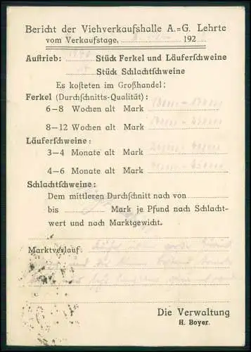 AK Viehverkaufshalle A.G. Lehrte NI 1923-24 gel. n. Schlachthof Essen Ruhrgebiet