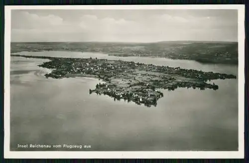 2x Foto AK Insel Reichenau Bodensee Luftbild u. Inneres des Münsters 1942