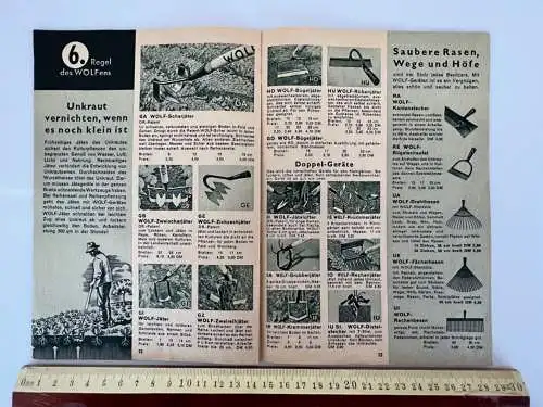 Werbung Heft von 1950 Wolf Gartengeräte Feld u. Garten E. Kizio Hausberge Minden