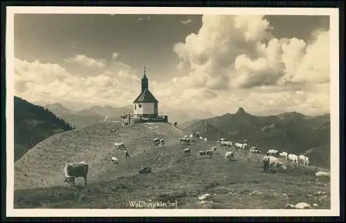 Foto AK Wallbergkircherl Rottach Egern Stempel Unterkunftshaus A. Kratzer 1936