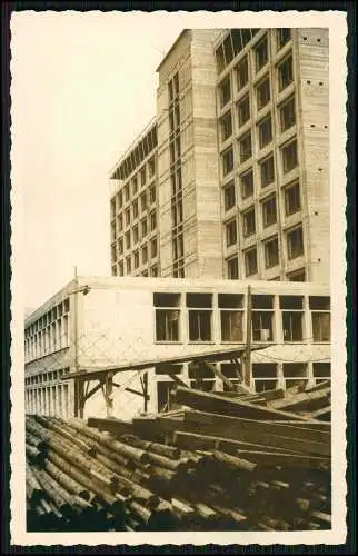 2x Foto AK Düsseldorf am Rhein Hochhaus in Bau Rohbau 1940-50