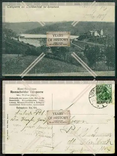 Orig. AK Talsperre Eschbachtal bei Remscheid 1903 Remscheid gelaufen