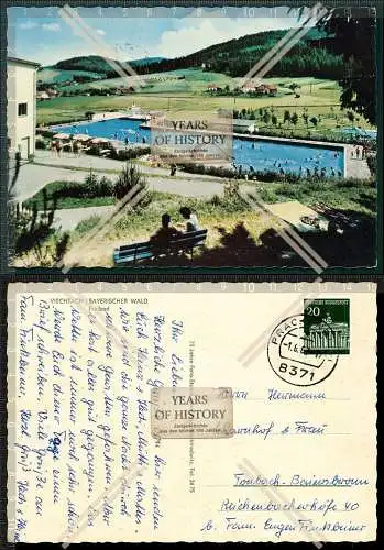 Orig. AK Viechtach Bayerischer Wald Freibad Badeanstalt Terrasse Cafe Eis uvm