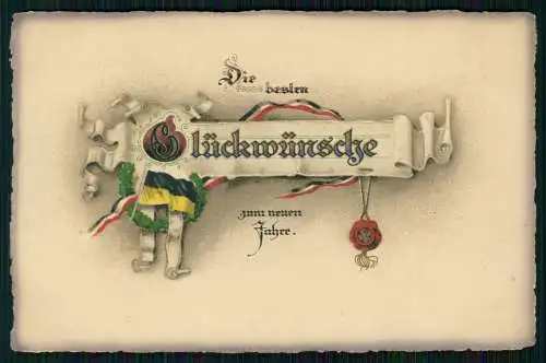 Präge AK Glückwünsche Werft-Division Wilhelmshaven 1912 gelaufen Couleur Band