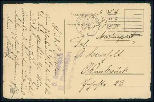 Präge AK Glückwünsche Werft-Division Wilhelmshaven 1912 gelaufen Couleur Band