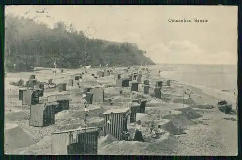 Ostseebad Bansin Heringsdorf Usedom Strand Blick zum Langer Berg 1912 gelaufen