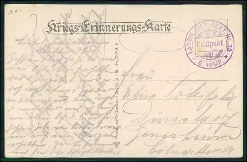 AK 1.WK Ernst Günkel Korporal française Rgt. 45 Landsturm 1914 Feldpost gelaufen