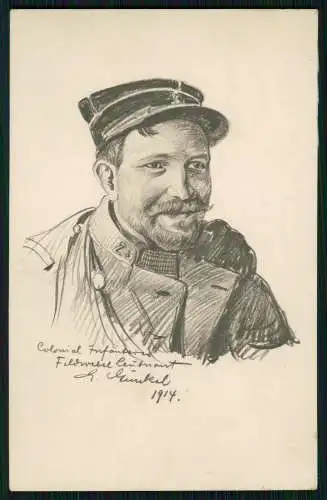 AK 1. WK Ernst Günkel Infanterie Coloniale Feldwebel Leutnant Feldpost laufen