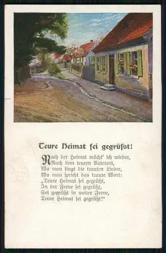 AK Teure Heimat sei gegrüßt Straße Dorfpartie Rinnsal 1917 Feldpost gelaufen