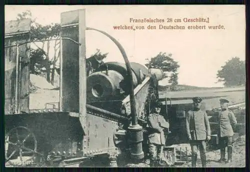 AK 1. WK erobertes französisches 28cm Beute Geschütz Flak 1916 Feldpost gelaufen