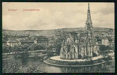 AK Ansichtskarte Postkarte Stuttgart Johanneskirche mit Feuersee 1905