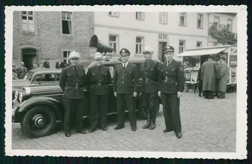 Foto US Marine Corps mit deutsche Polizei am Fahrzeug in Karlshafen Weser 1952