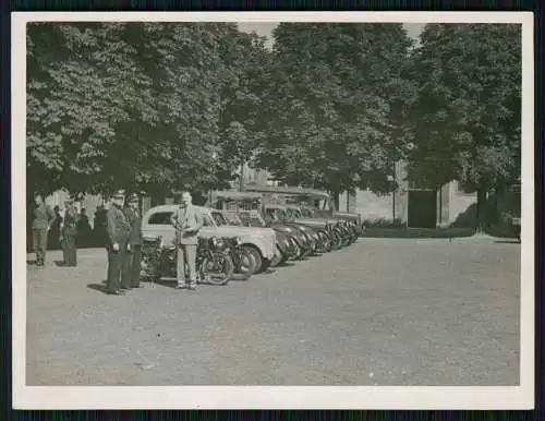 4x Foto US amerikanischer Major besucht Polizeikaserne Kassel 1948 Fahrzeuge