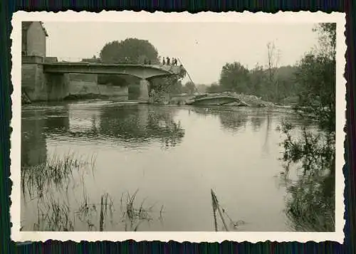 4x Foto Soldaten Wehrmacht Vormarsch Kriegszerstörung Brücke Belgien Frankreich