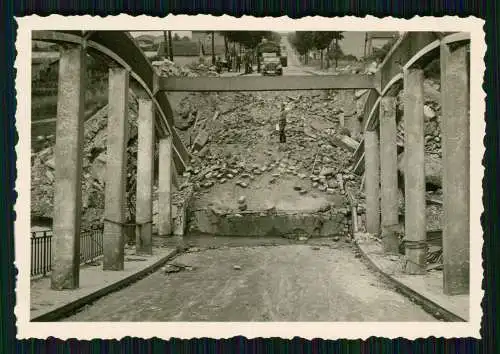 4x Foto Soldaten Wehrmacht Vormarsch Kriegszerstörung Brücke Belgien Frankreich