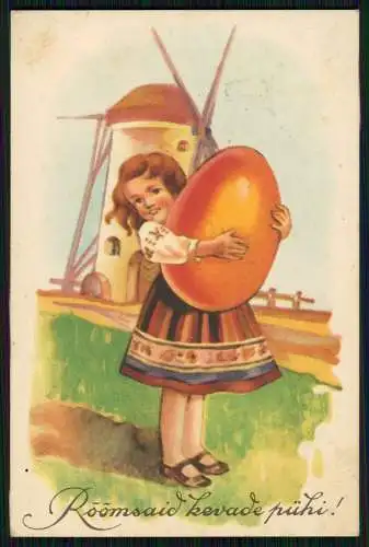 AK Ostern Windmühle windmill Estland Baltikum Tallinn Pernau Jöhvi Tart 1938 gel