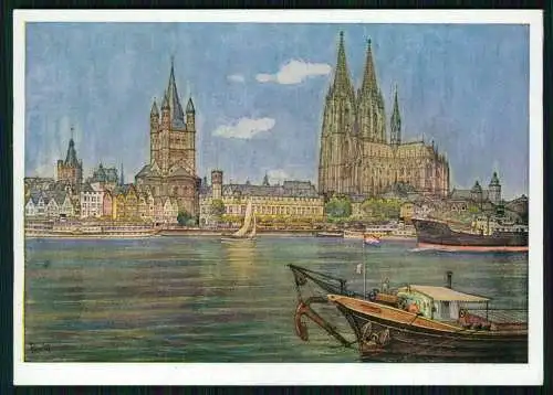 8x Künstler AK Karl Petau Köln am Rhein Jahrtausend-alte Stadt Ansichten Couleur