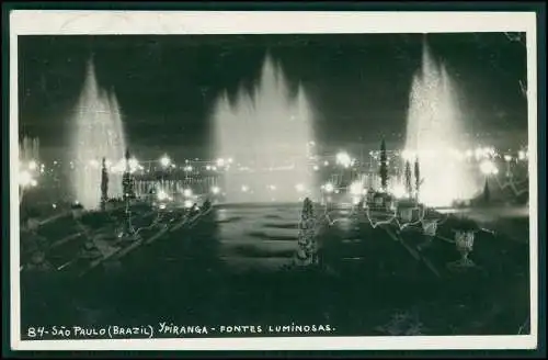 Foto AK São Paulo Brasilien - Ipiranga Fontes Luminosas bei Nacht- 1930 gelaufen