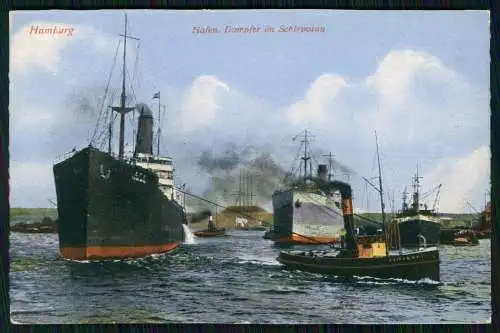 AK Hamburg Hafen Japanischer Dampfer Taibu Maru im Schlepptau