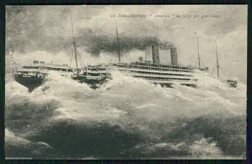 AK Schiff Le Transatlantique America au large par gros temps United States Lines