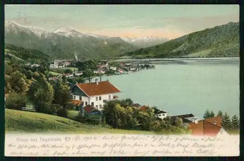 AK Tegernsee im Kreis Miesbach Oberbayern, Blick von der Wacht aus 1902 gelaufen