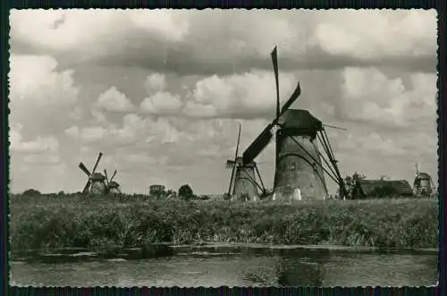 AK Molenlandschap Südholland Niederlande, Hollandse Molen, Windmühlen gelaufen
