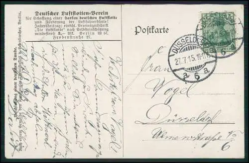 AK 1. WK Künstler Eckenbrecher Themistokles Beschießung deutsche Taube 1915 gel.