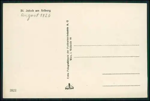 Foto AK Pfarrkirche von St. Jakob am Arlberg mit Ort Gsör Landeck Tirol 1926