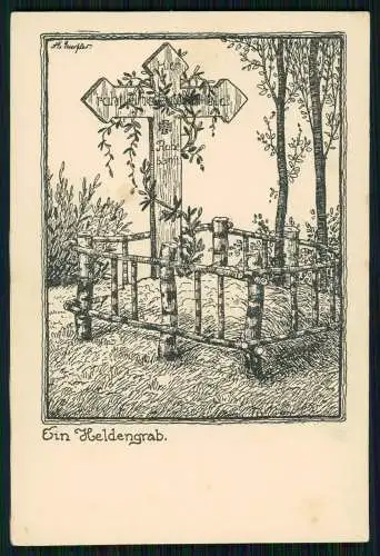 AK 1. WK Feldpost Karte - Ein Heldengrab Ruhe Sanft - 1914-18