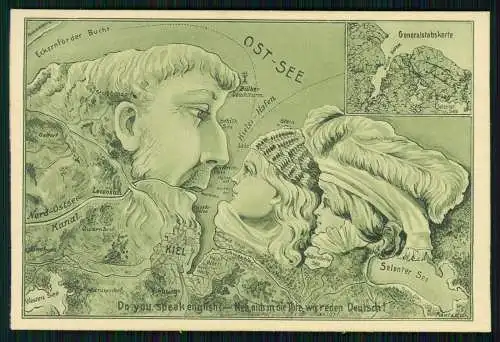 AK Optische Täuschung Hafen von Kiel in Holstein zeichnet sich wie Gesichter ab